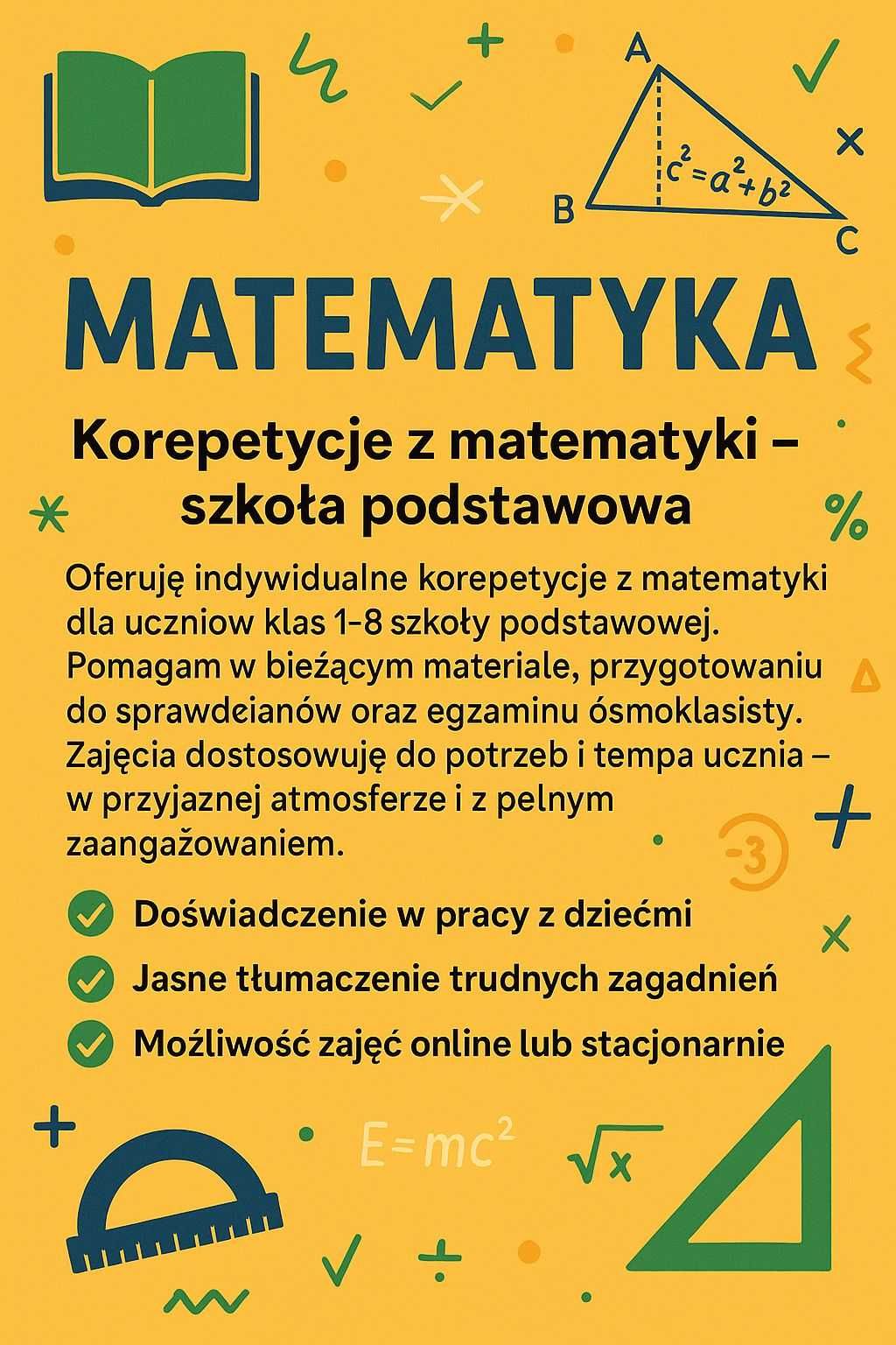 Korepetycje z matematyki, przygotowanie do E8