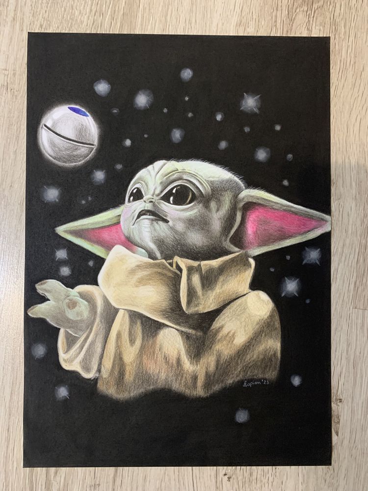 Obraz rysunek A3 Baby Yoda / Din Grogu Mandalorian