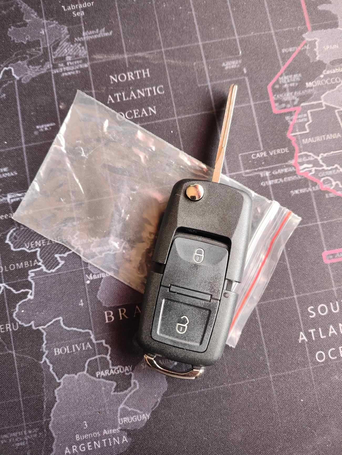 Capa de chave remota dobrável de 2 botões para carro para Vw