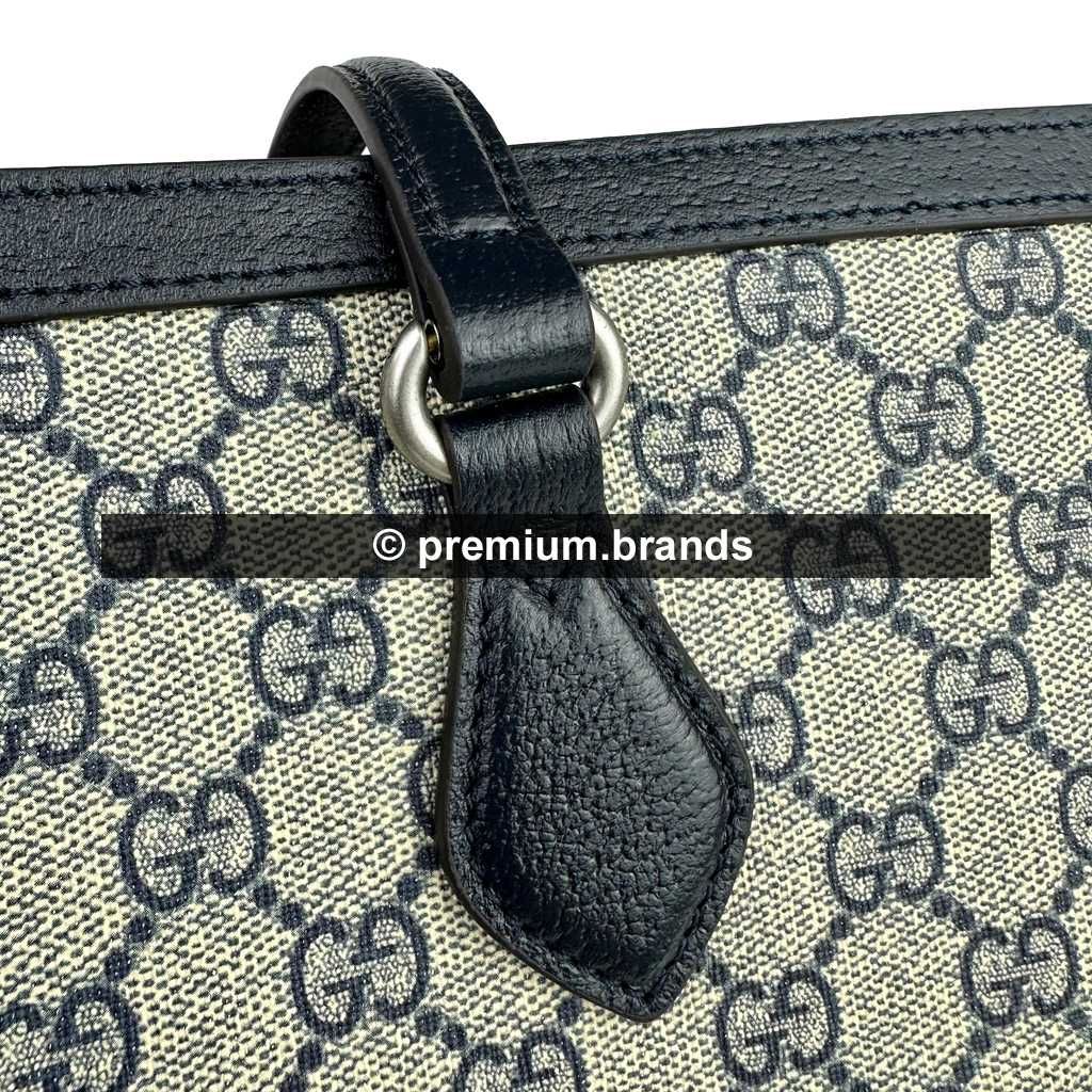 Torebka Gucci Ophidia GG Medium Tote granatowa skóra naturalna/canvas