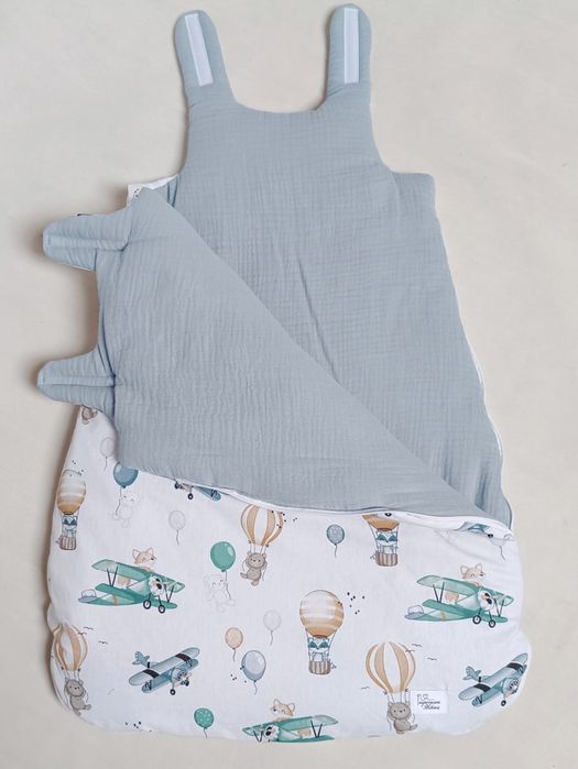 Śpiwór dla niemowląt do łóżeczka spania samoloty muślin