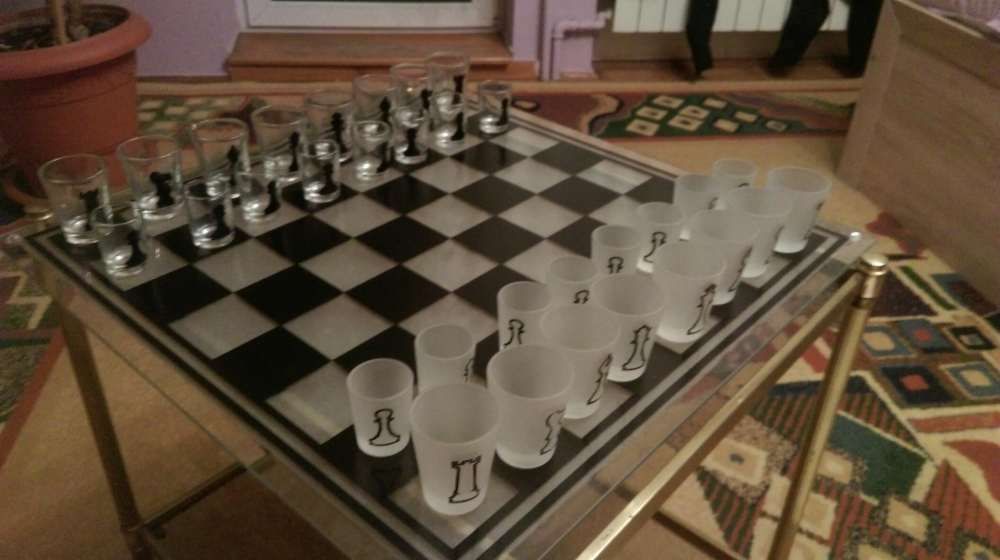 unikatowe Szachy szachownica warcaby kieliszki szklane