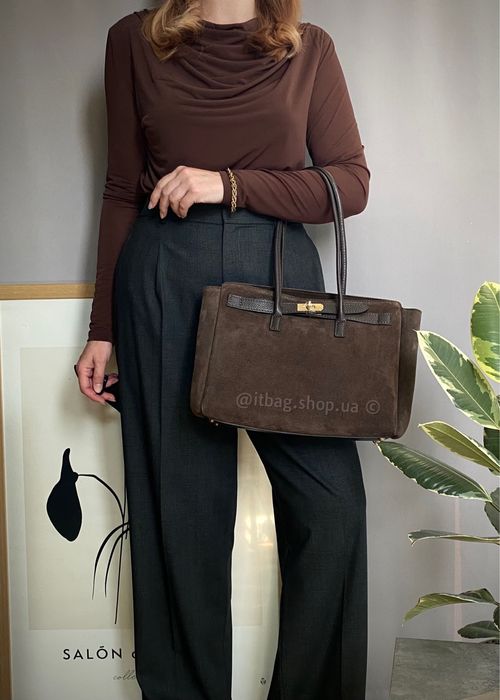 Замшева італійська сумка шопер, тоут. Итальянская замшевая сумка, кожа