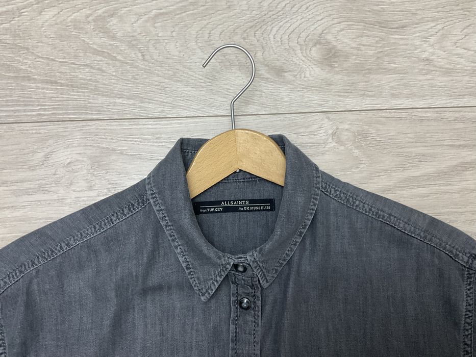 Allsaints koszula męska M szara a’la jeansowa z długim rękawem kapsle