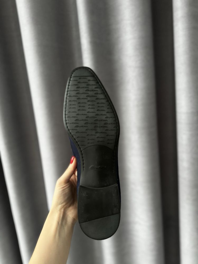 Замшевые туфли-лоферы Santoni ОРИГИНАЛ