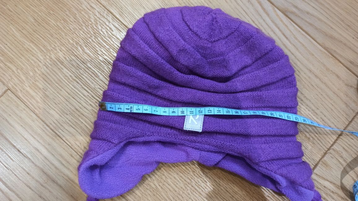 Czapka reima 54/56 (rozmiar 98) fioletowa wełniana na polarze windstop
