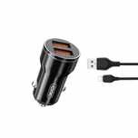 Ładowarka samochodowa 2xUSB 2.4A XO + kabel USB-C