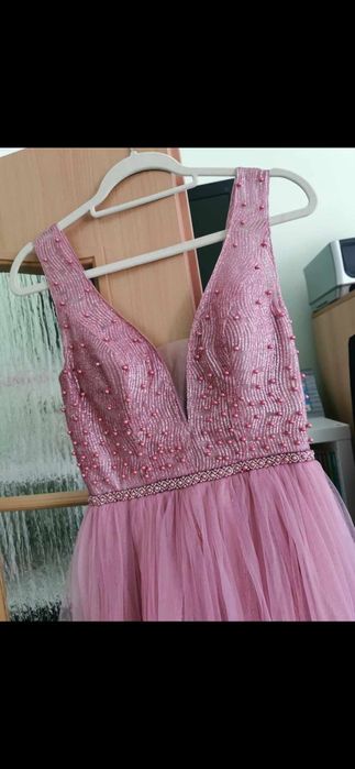 Sukienka na wesele, urodziny, studniówkę. Pudrowy róż. Rozmiar S/M