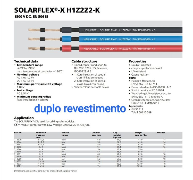 Cabo Solar, Cabo de Bateria ou Soldar, Terminais e Conectores MC464354257825793122