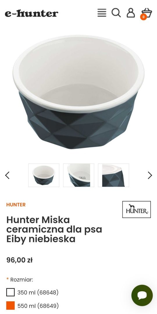 Miska ceramiczna dla psa niebieska miska hunter 550ml
