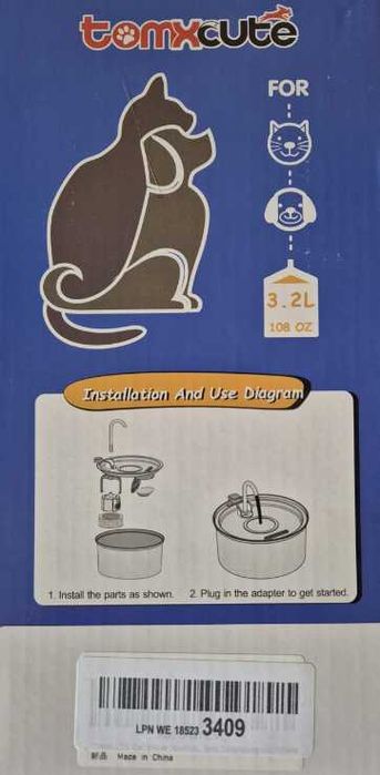 TOMXCUTE 3,2-Litrowa Fontanna Dla Kota / Psa