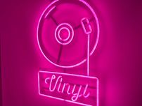 Неонова вивіска "Vinyl" рожева, 600*400 мм, світлодіодна, нова