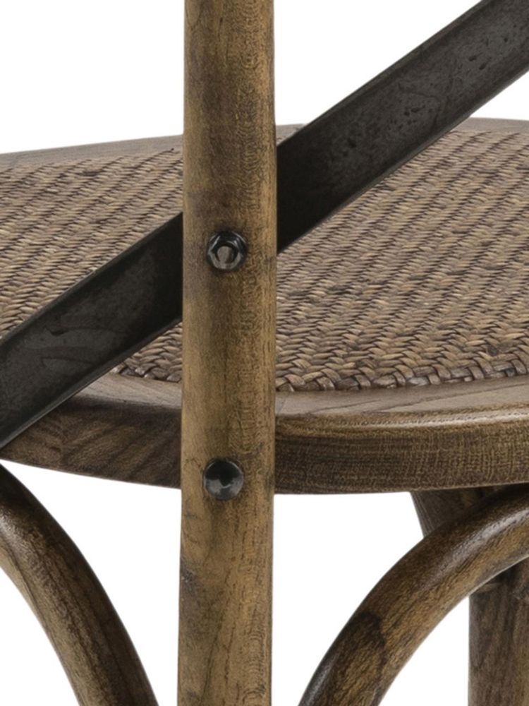 Krzesło z drewna z rattanowym siedziskiem Vintage