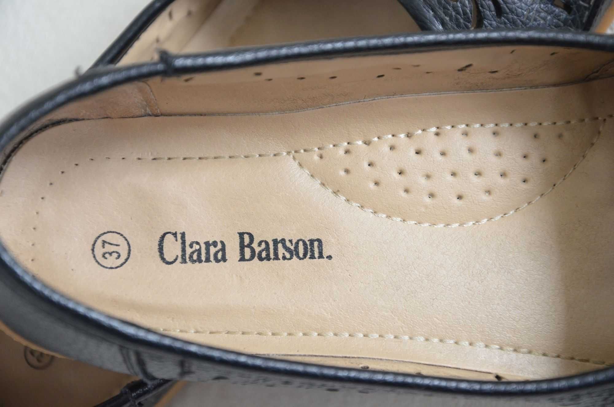 Clara Barson ażurowe mokasyny damskie buty eko skóra czarne j. nowe 37