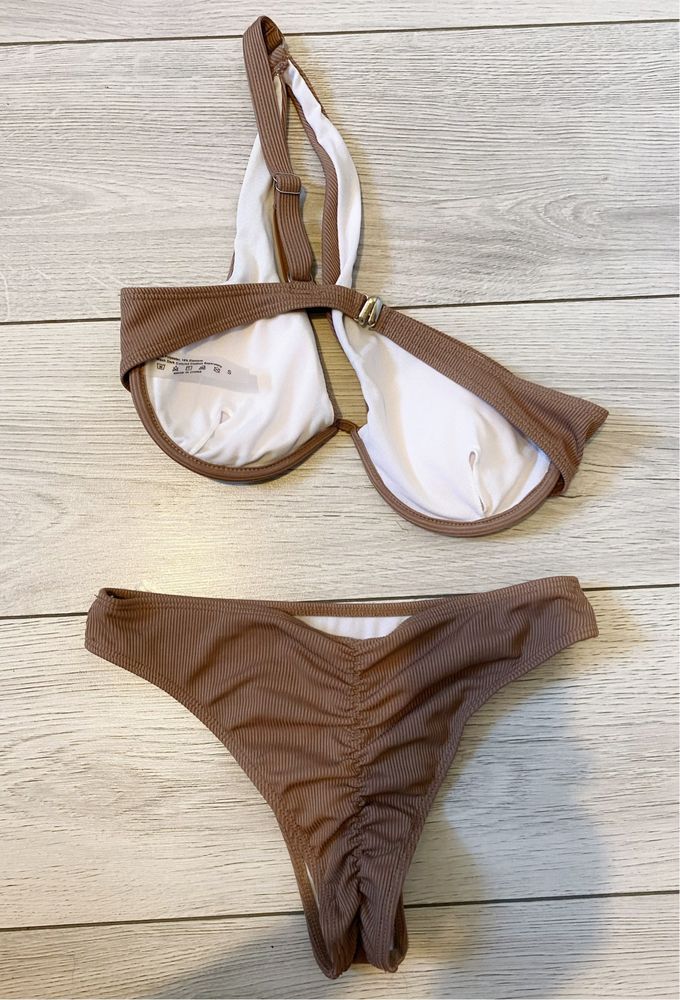 Strój kąpielowy bikini shein brązowy