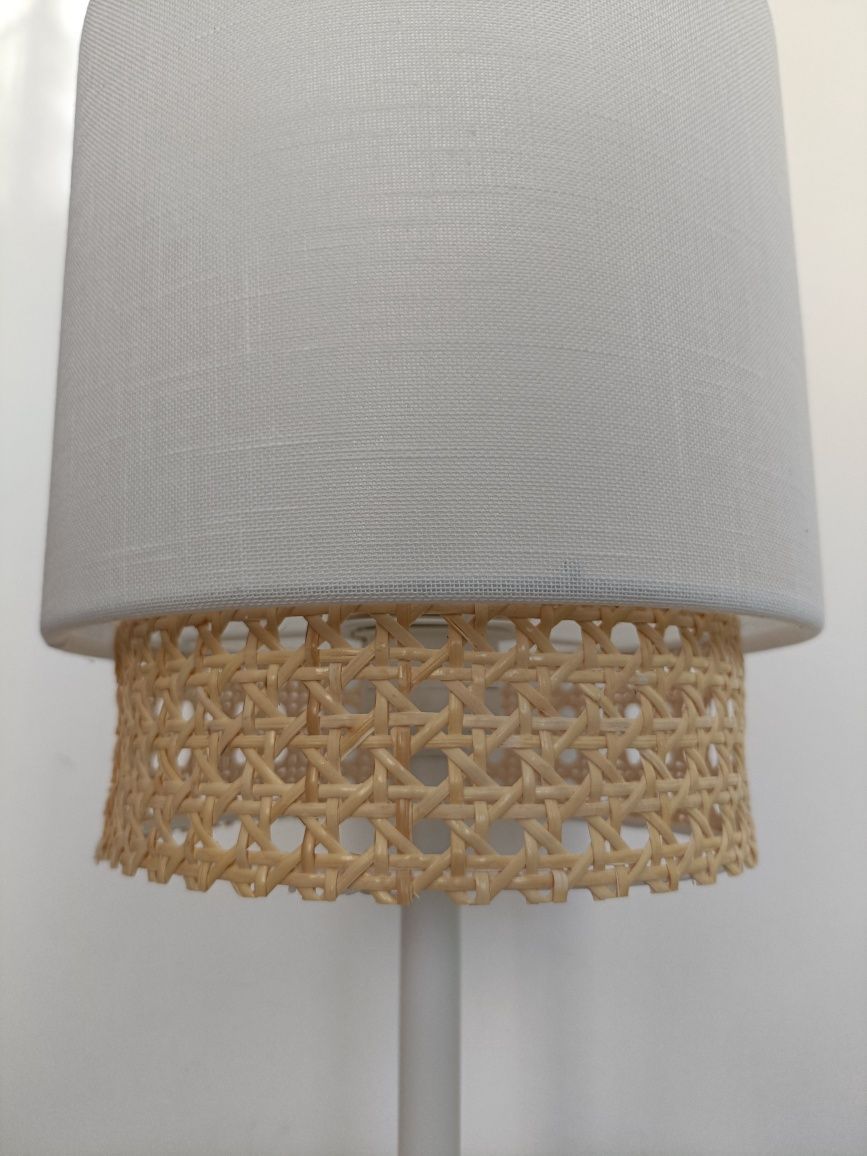 Lampka BOHO nocna rattanowa biała Agata Meble