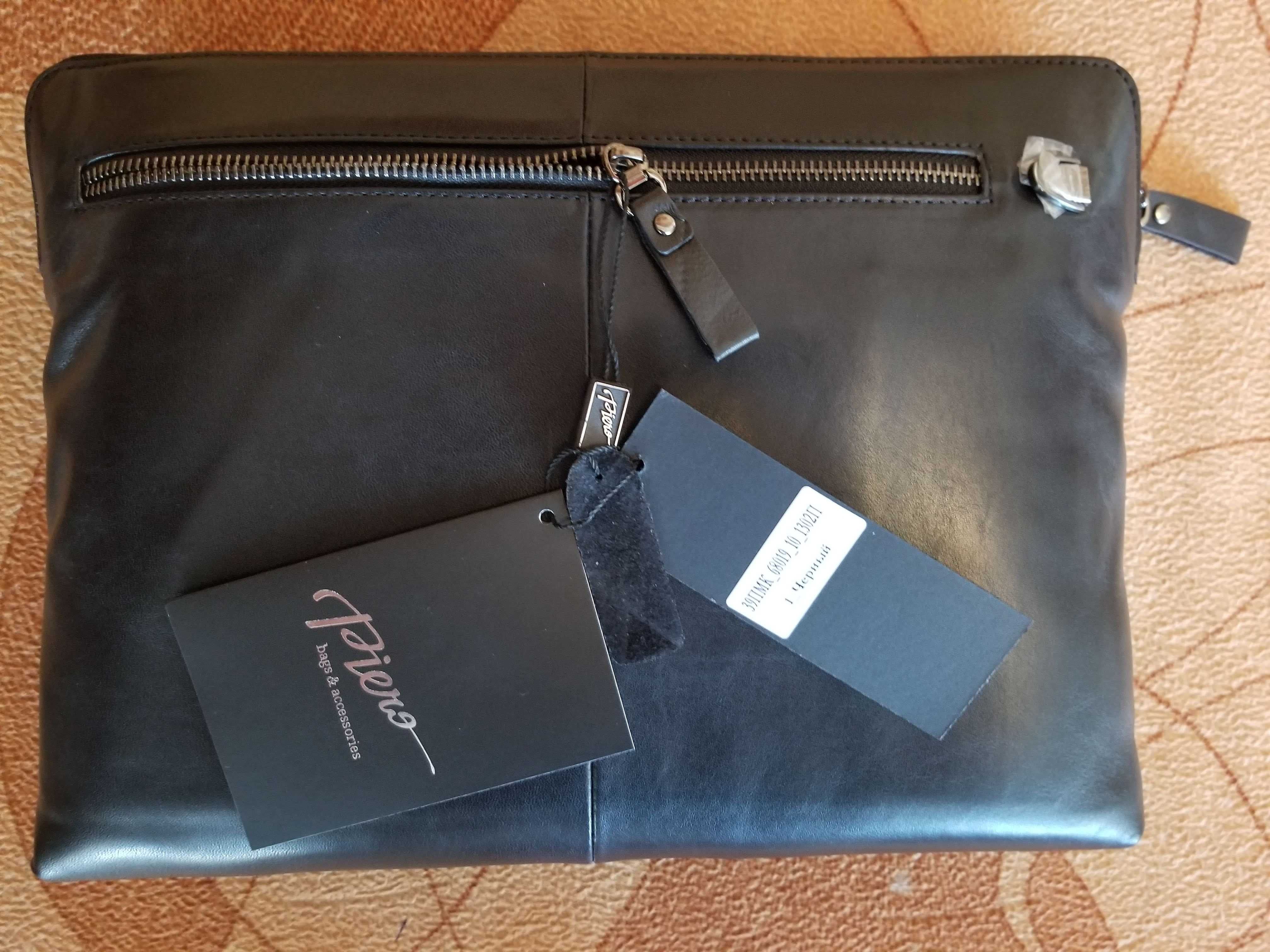 Клатч (сумка муж.) Piero натурал. кожа 33х25х5 см чёрный класс Premium