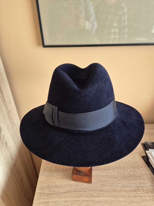 kapelusz, granatowy, męski