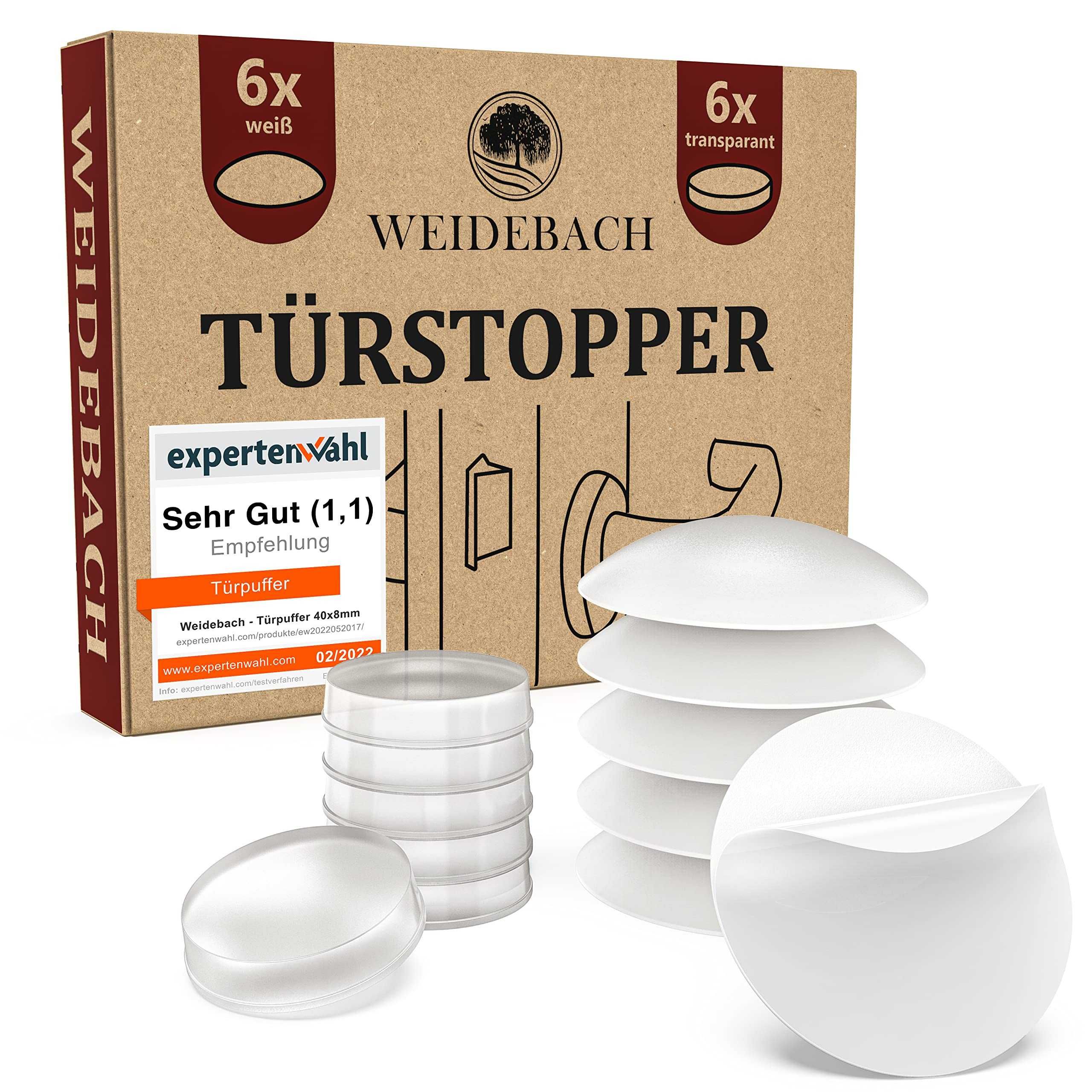 WEIDEBACH® 12x dyskretne odbojniki do drzwi mieszane białe