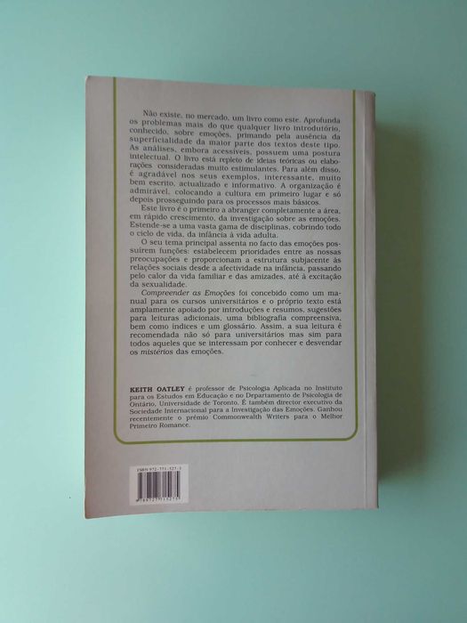 Livro "Compreender as emoções", de Keith Oatley e Jenniffer M. Jenkins