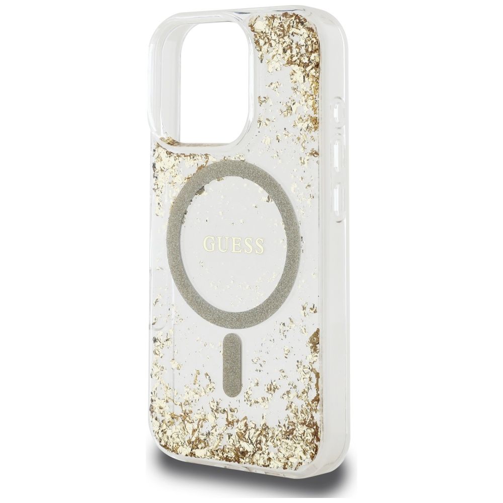 Etui Guess HC Resin Bottom Glitter do    iPhone 16 Pro MagSafe złoty