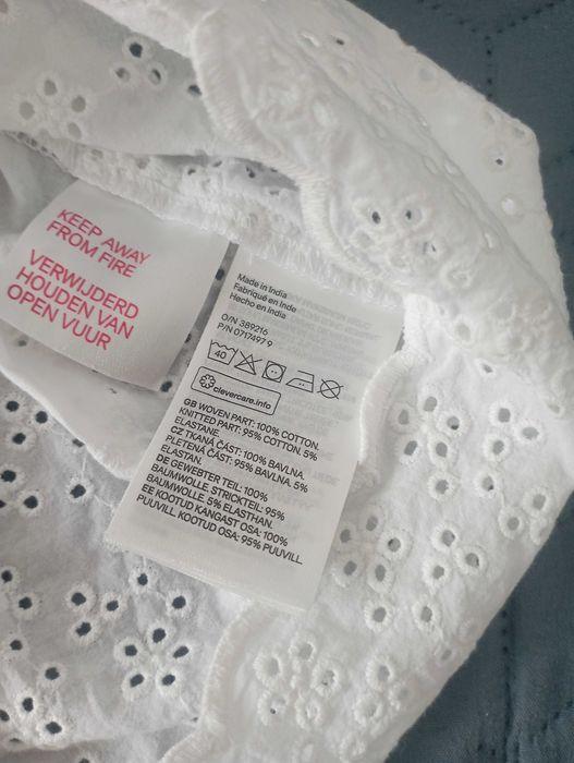 Biała sukienka z body H&M r.62