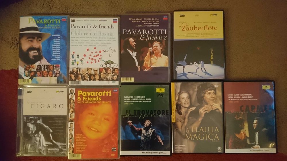 9 DVD Óperas: Pavarotti, Figaro, A Flauta Mágica, Mozart, José Carrera64585836459394120