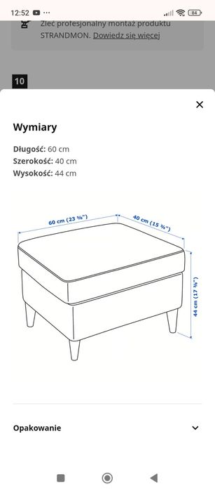 Podnóżek Strandmon, Ikea, pepitka