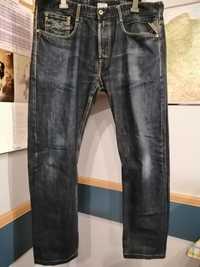 Spodnie (2) męskie jeansowe 38, REPLAY, ciemny granat