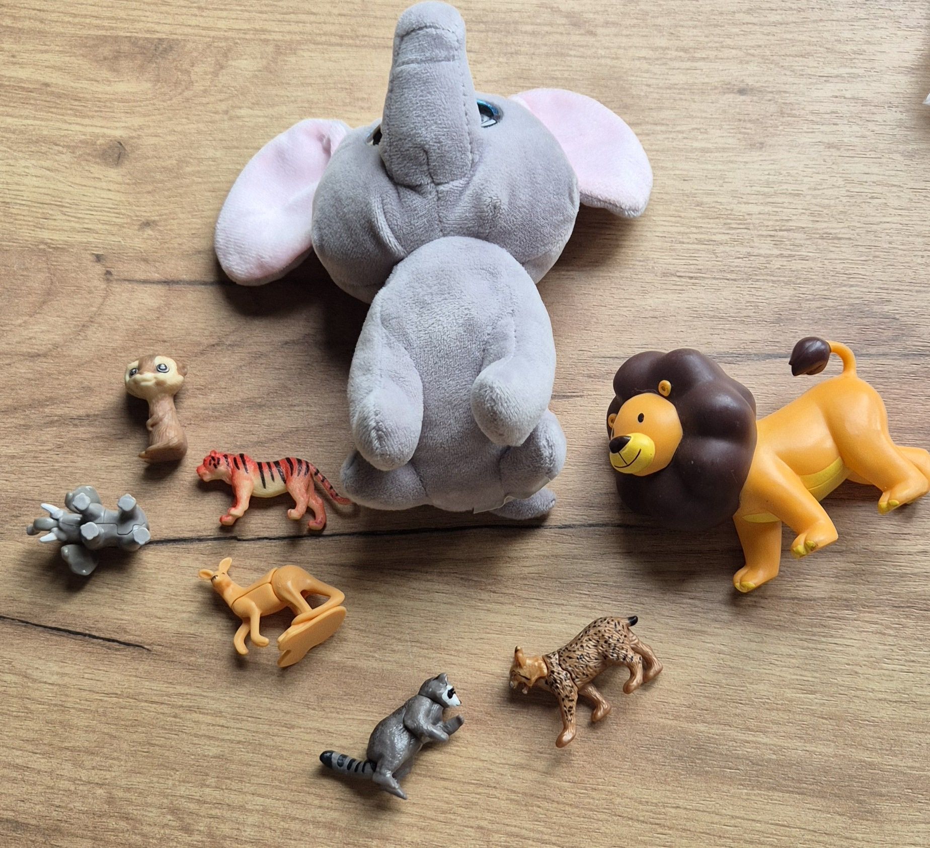 Figurki zwierzęta maskotka słoń zestaw safari zoo lew