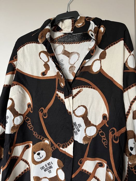 Koszula sukienka moschino misie czarna biala
