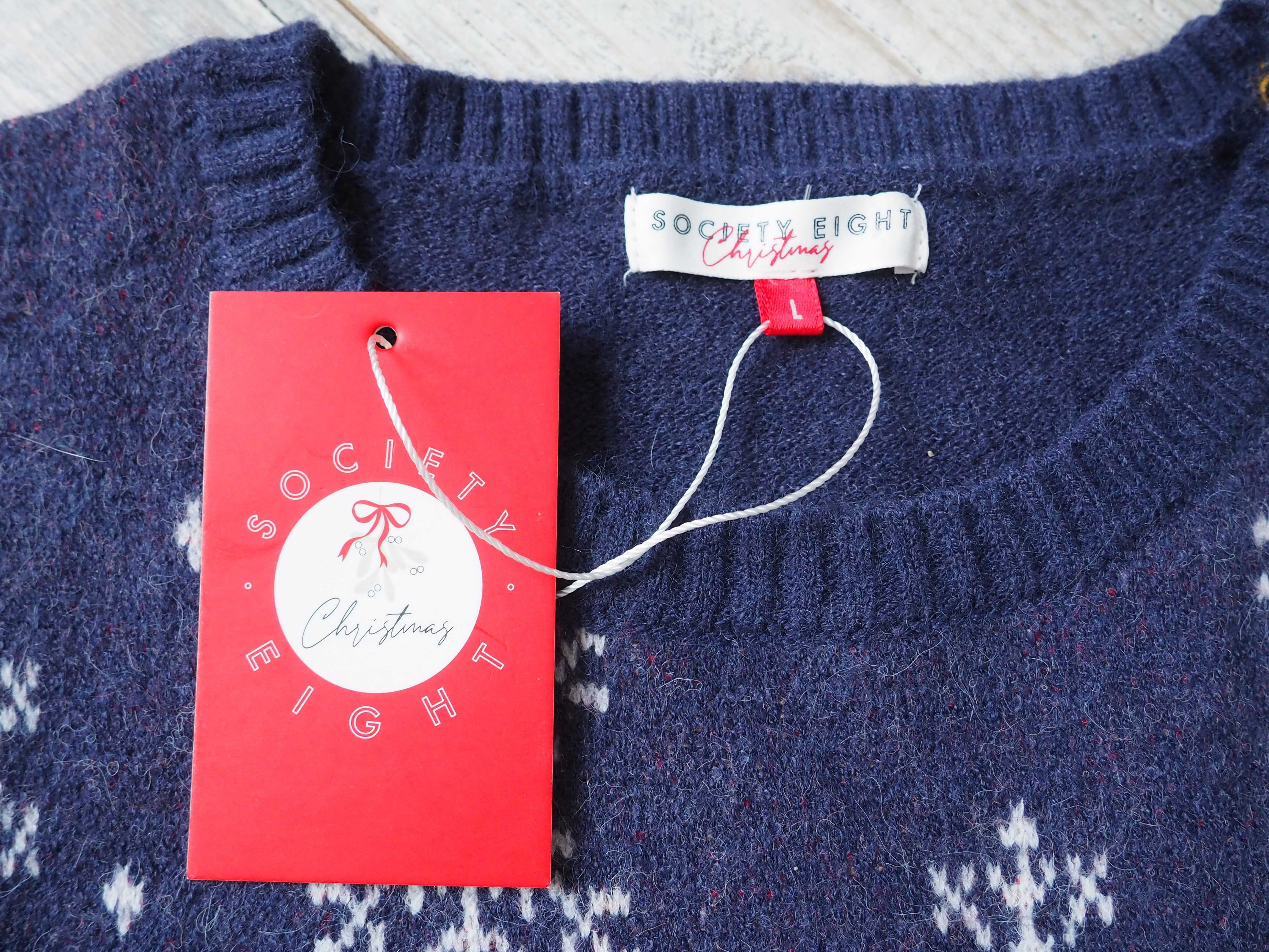 SOCIETY EIGHT_Christmas_świąteczny sweter_SNOWY REINDEER_Navy_L