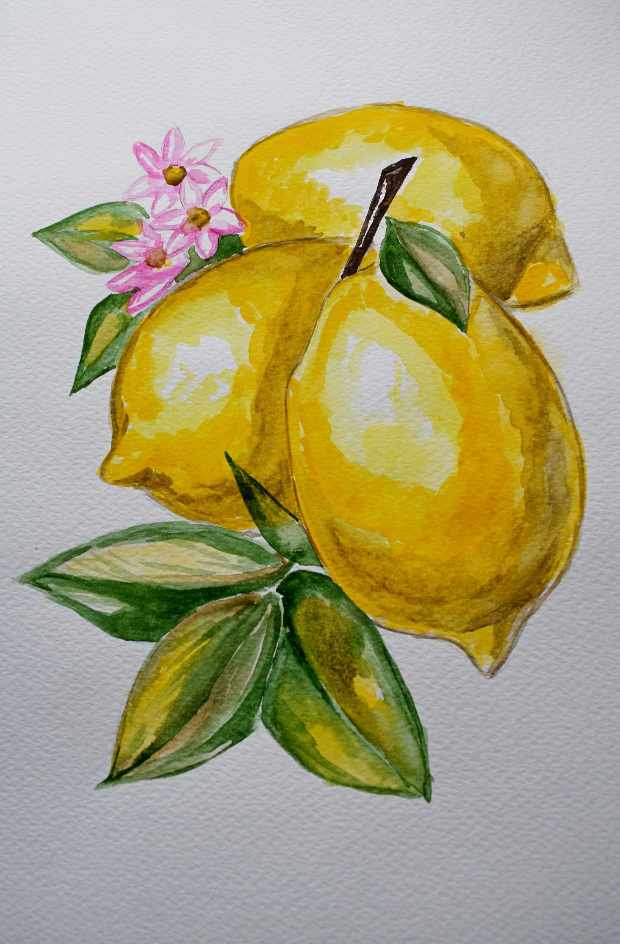 Картина акварелью Лимоны
