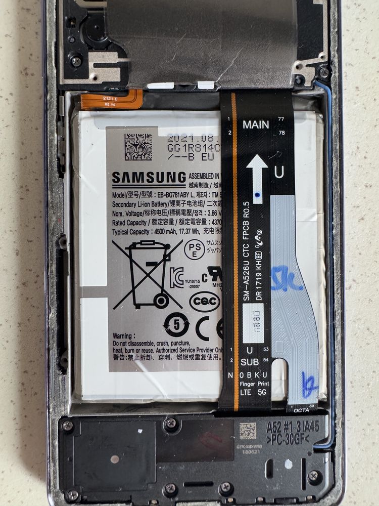 A52 G5 Samsung Galaxy niesprawny, uszkodzony