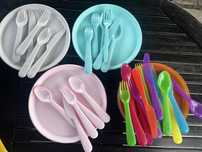 Plastikowe talerzyki kubki sztucce 18szt ikea