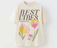 Zara koszulka w kwiaty Best Vibes 11 12 lat 152