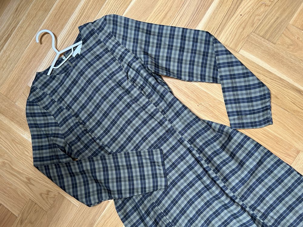 Krótla sukienka mini h&m 38 M zieleń khaki krata