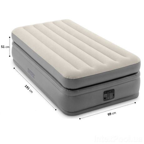 Односпальная надувная кровать Intex 64162 с электронасосом (99*191*51)