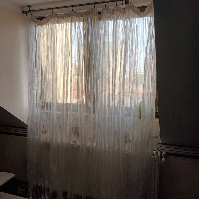 Firana 190x280 ekri złote paski pionowe, do wiązania