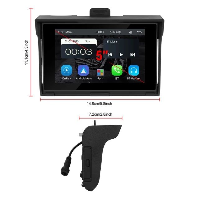 Ecrã navegação Carplay e Android Auto 5 polegadas para Moto BT NOVO