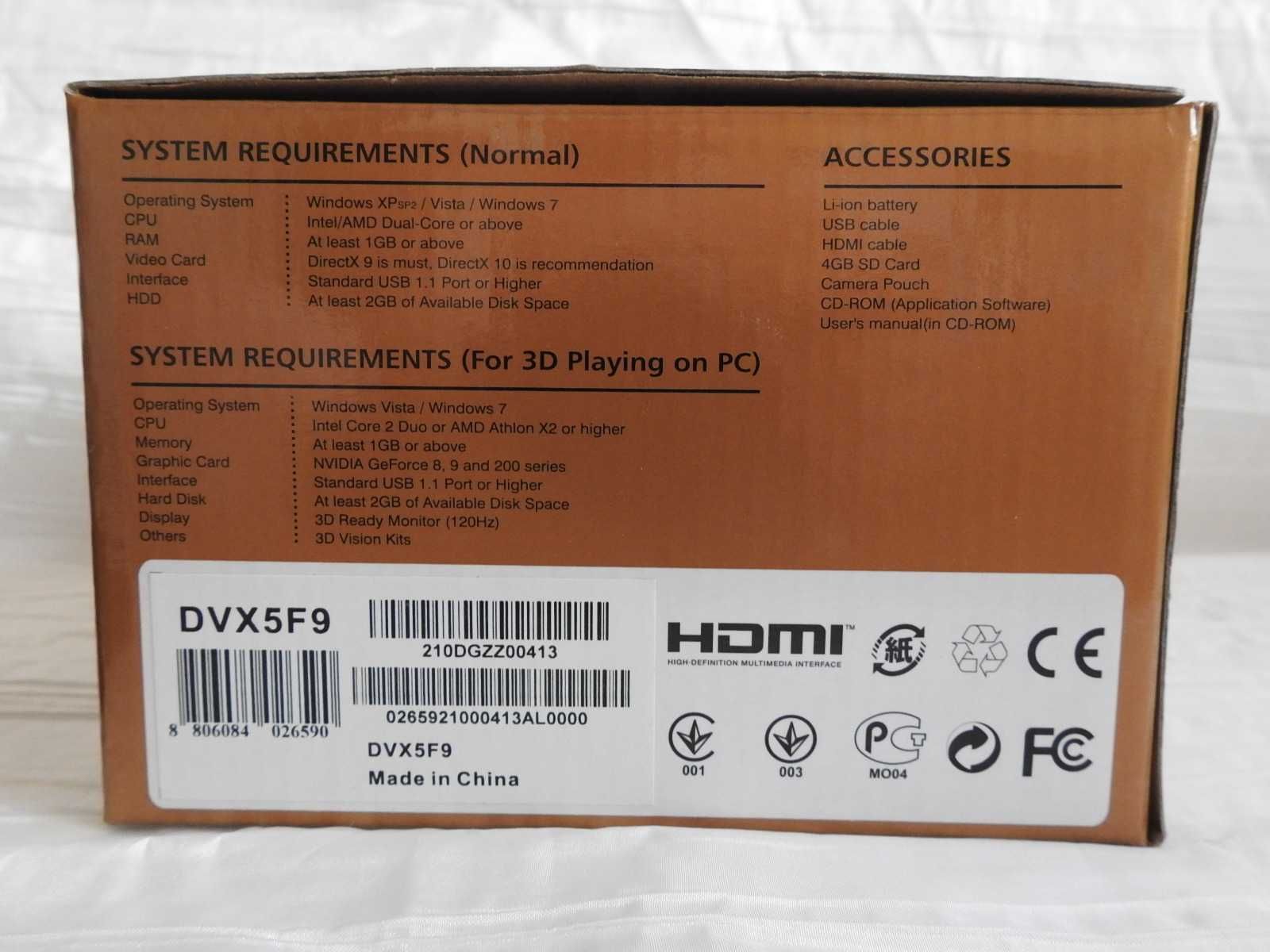 Новая видеокамера камера DVX5F9 3D-видео в упаковке разрешение 1080p