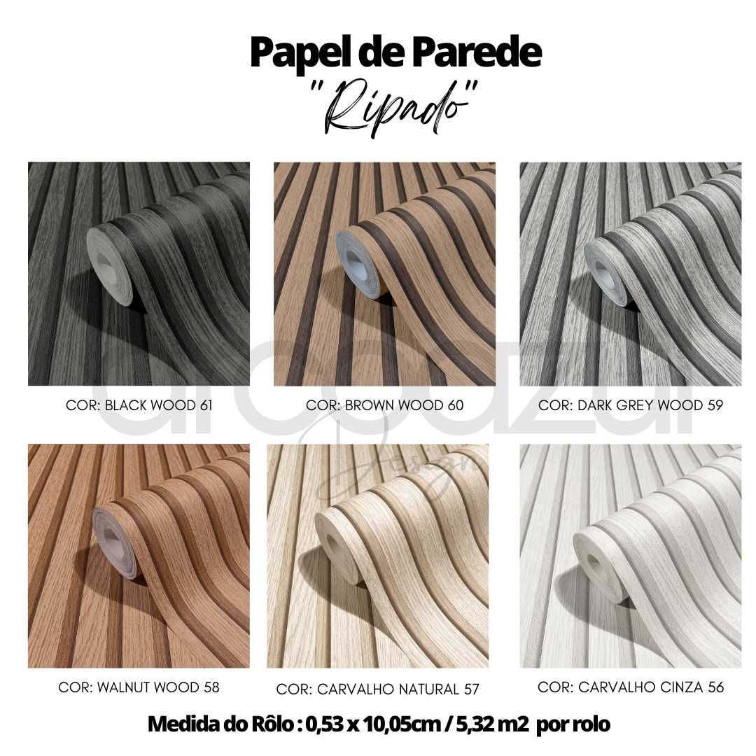 Papel de Parede ''Ripado'' Carvalho - 6 tons By Arcoazul