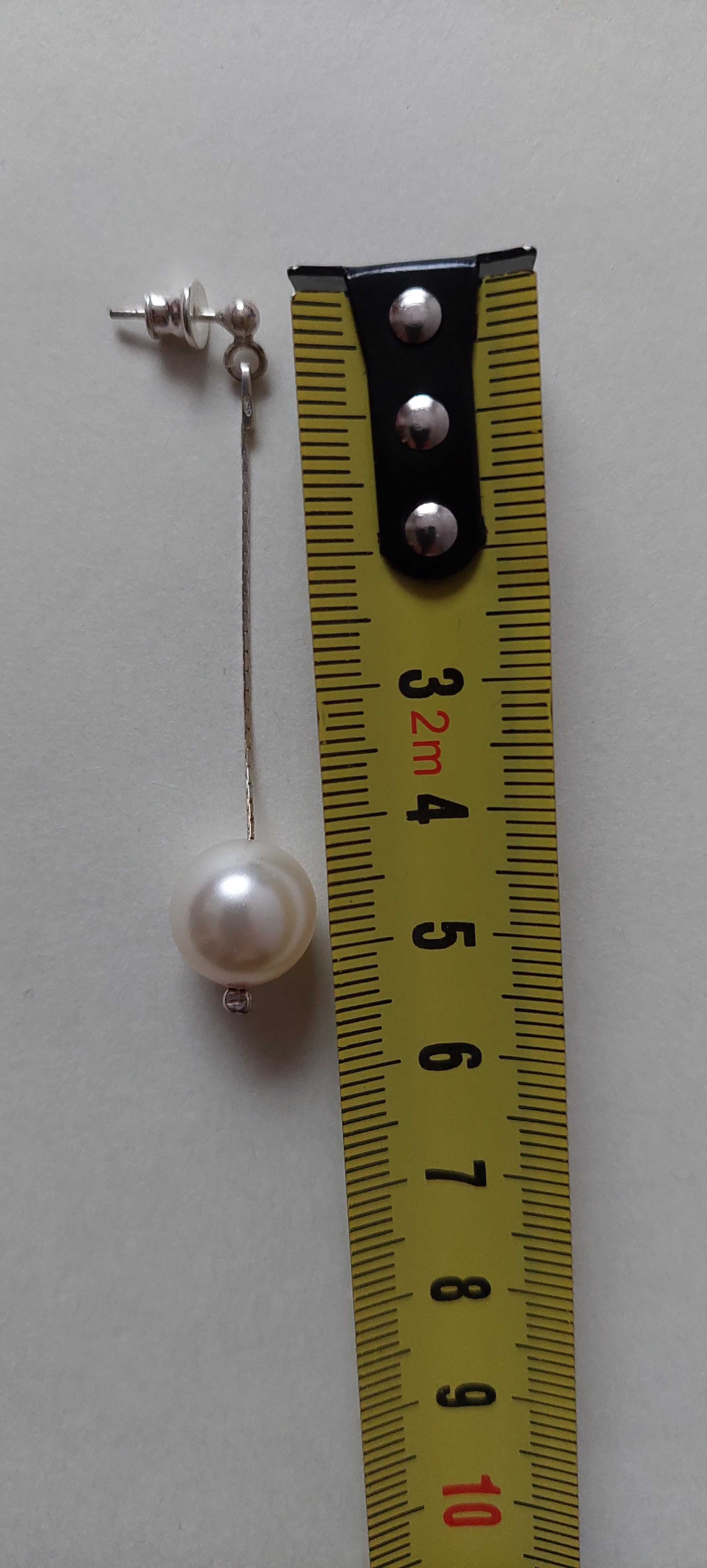 Srebrne kolczyki z perłą Swarovskiego