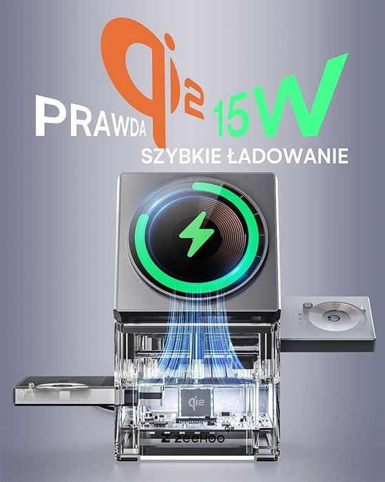 ZEEHOO Bezprzewodowa stacja ładująca 3 w 1, ładowarka