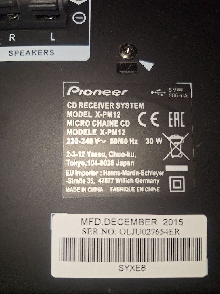 Sistema hi-fi Pionner x-pm12