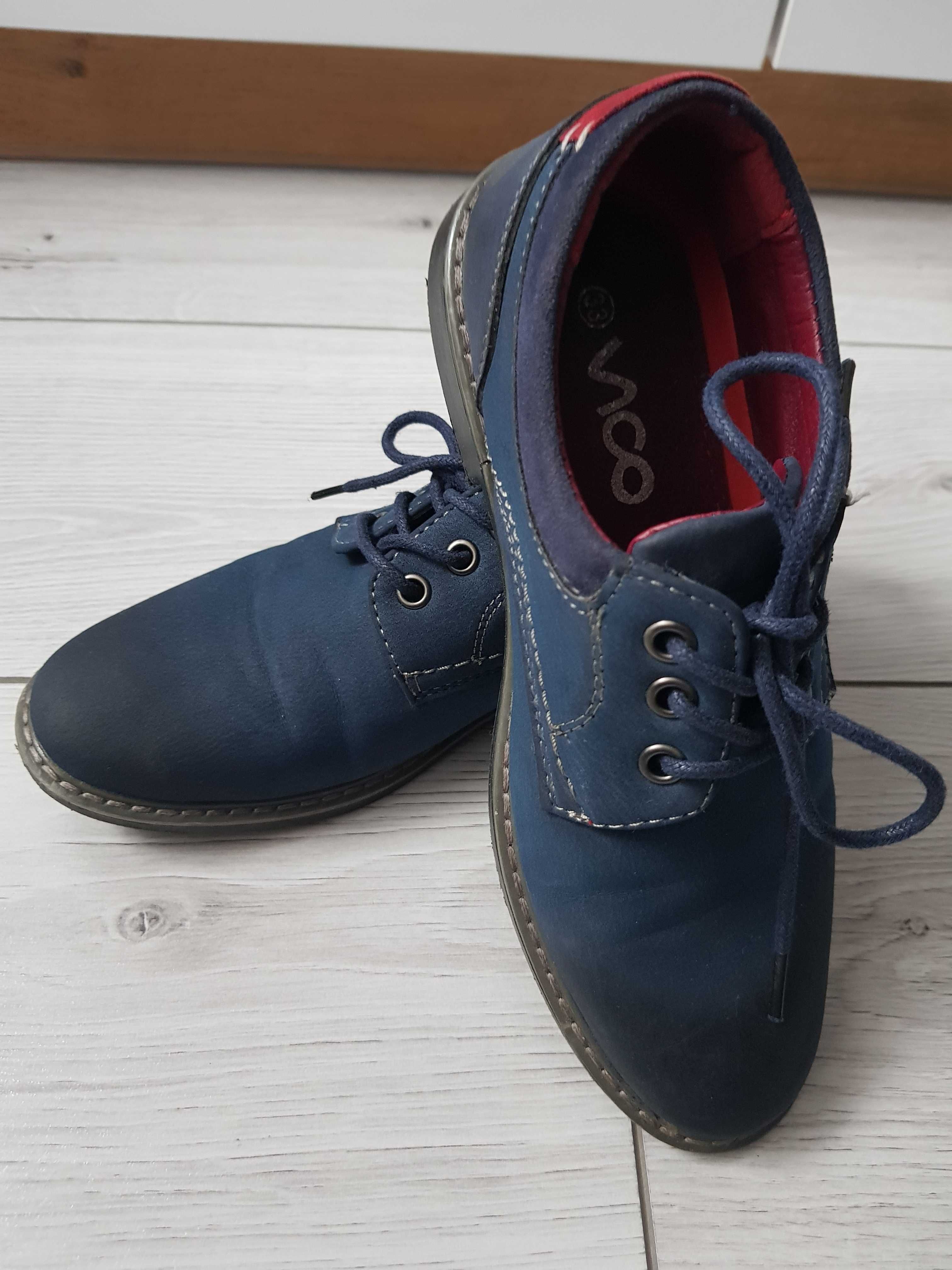 Buty chlopiece, granatowe, do komunii, rozmiat 35