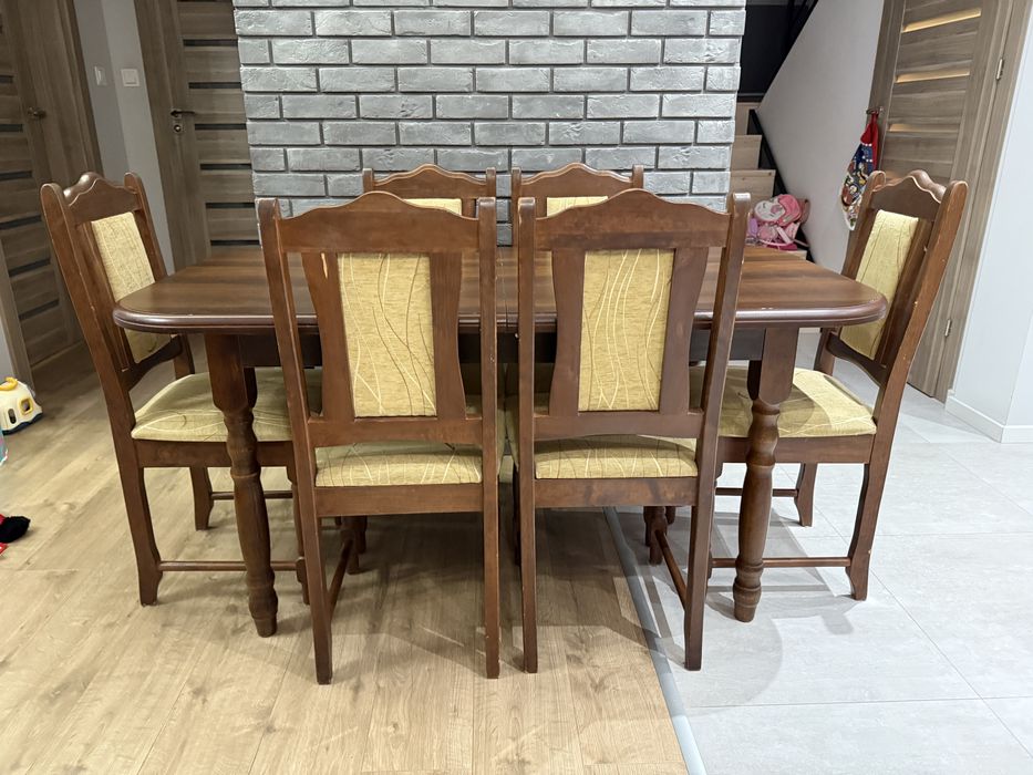 Stół z 6 krzesłami rozkładany do jadalni salonu kuchni 80x150/200