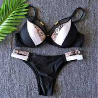 Bikini Preto Padrão Cobra - Tam. M, L ou XL - Novo