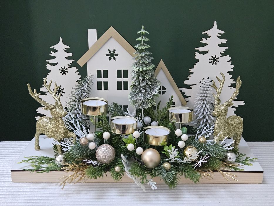 Stroik Adwentowy wieniec adwentowy zimowy Adwent odliczanie świece