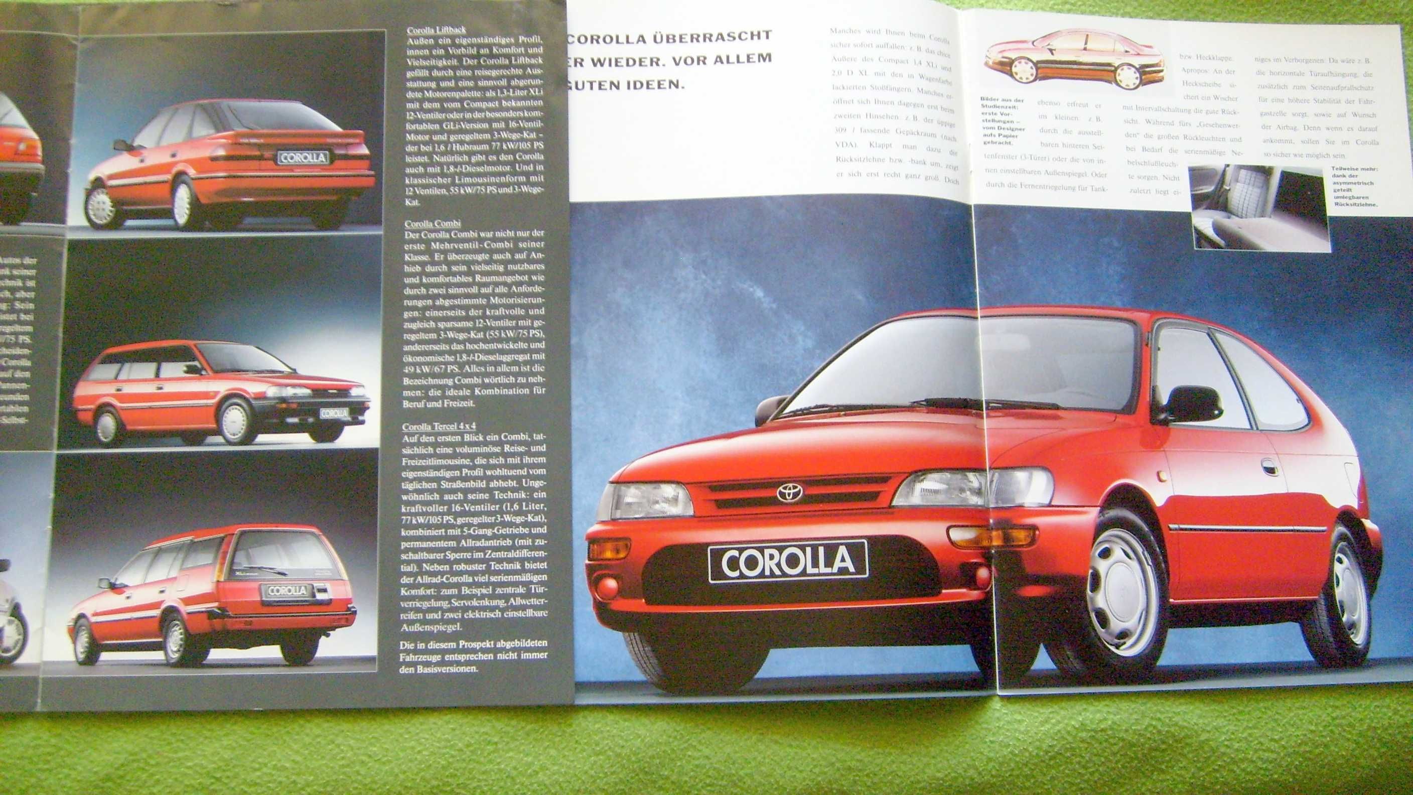 TOYOTA TERCEL '89 + PROGRAMM '90 + COROLLA '94 /kpl. trzech prospektów